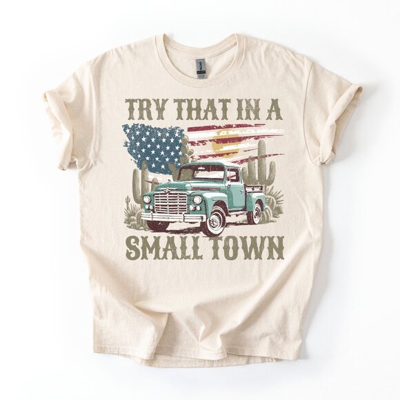 Jason Aldean Try That In A Small Town Tee Vintage Retro Truck Cactus Shirt Gift - Picture 1 of 3